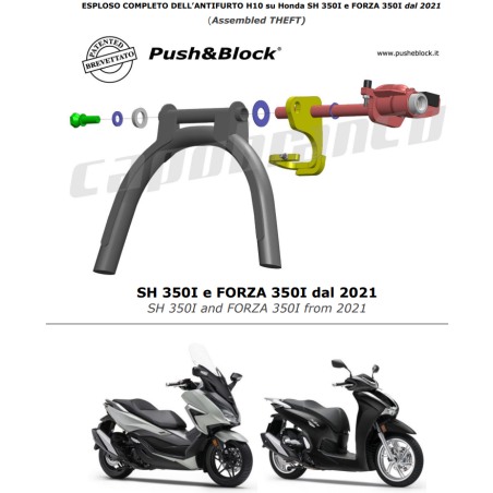 Antifurto Blocca Cavalletto Push Block H Per Honda Sh Forza