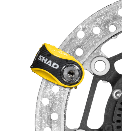 Shad SC21 bloccadisco moto Disc Lock giallo e carbon look Perno 5,5 mm