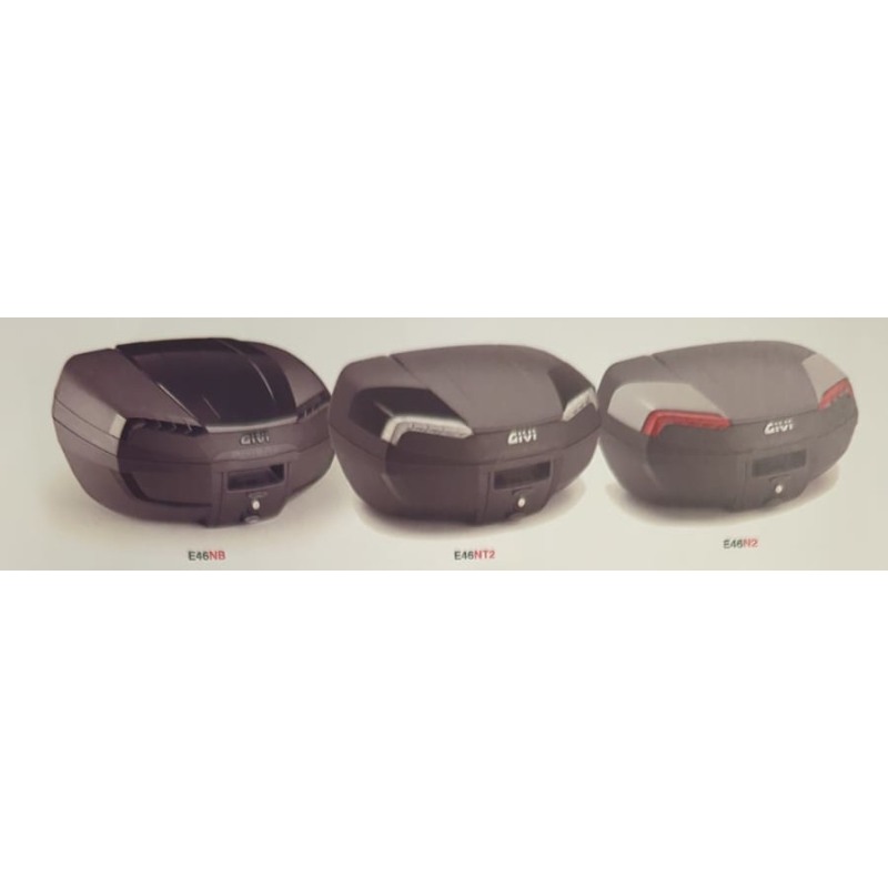 Givi E46NT2 Bauletto Riviera Tech In Plastica Da 46 litri Con Inserti Neri e Catadiottri Argento Monolock