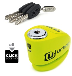 Bloccadisco URBAN UR906X con allarme 120 dB, perno 6 mm, giallo