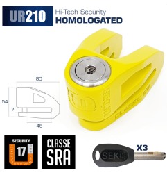 Bloccadisco URBAN UR210Y acciaio giallo, Perno Ø10 mm, omologato SRA