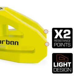 Bloccadisco URBAN UR206Y giallo, perno Ø6 mm, con cavo promemoria