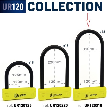 Antifurto URBAN UR120 U-Lock SRA, Ø18 mm, Alto 310, in acciaio temprato