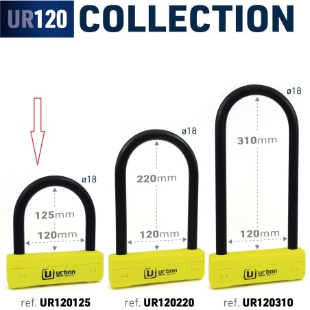 Antifurto URBAN UR120 U-Lock SRA, Ø18 mm, Alto 125, in acciaio temprato