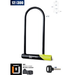 Antifurto Urban 12U300 a U per bici, Ø12 mm, altezza 280 mm