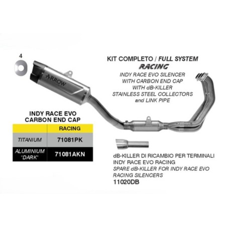 Arrow 71081AKN Kit completo racing Indy Race EVO Dark Yamaha YZF R9 dal 2025