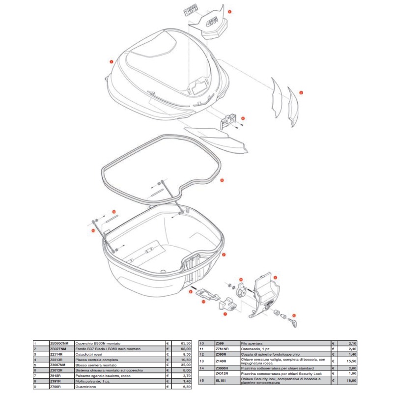 Coperchio Bauletto Givi Zb Cnm Monolock B N Montato