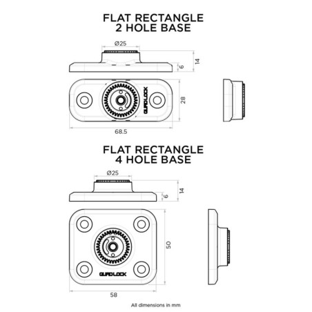 Quad Lock QLP-360-F2H 360 base rettangolare a 2 fori