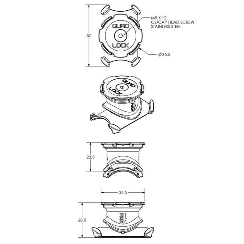 SUPPORTO QUAD LOCK AL MANUBRIO BICI TUTTE LE MISURE - La Ciclomoto