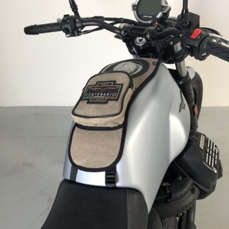 Bags&Bike FSGC Fascia Serbatoio Per Moto Guzzi V7 2021 – Canvas Grigio – Logo Centenario