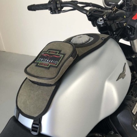 Bags&Bike FSVC Fascia Serbatoio Per Moto Guzzi V7 2021 – Canvas Verde – Logo Centenario