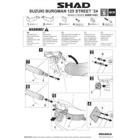 Shad Locks S0BR14SC Supporto Antifurto da manubrio Suzuki Burgman 125 Street
