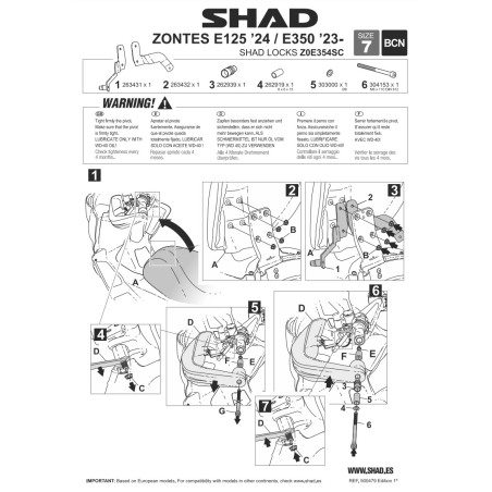 Shad Locks Z0E354SC Antifurto da manubrio Zontes E125/E350 dal 2023
