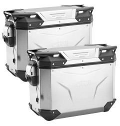 Coppia valigie laterali in alluminio Givi Trekker Outback EVO 37 litri grigie - 5 Serrature uguali