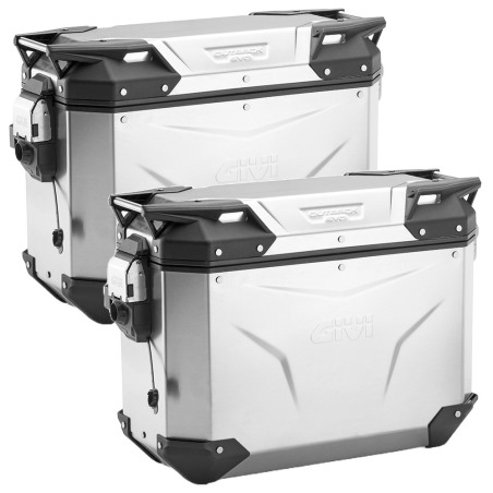Coppia valigie laterali in alluminio Givi Trekker Outback EVO 37 litri grigie - 2 serrature
