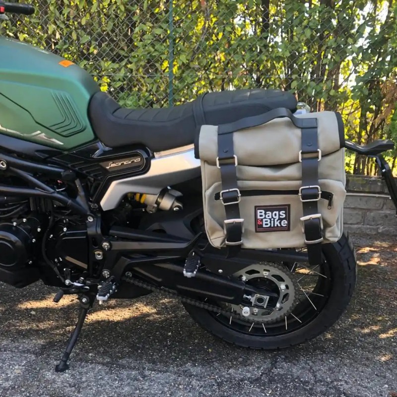 Bags&Bike SAHARA/G/B/TR Borsa Laterale Modello Sahara In Canvas Grigio Per Benelli Leoncino 800 Trail