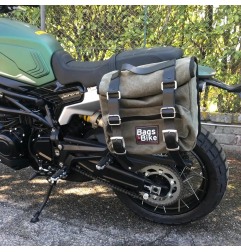 Bags&Bike SAHARA/V/B-TR Borsa Laterale Modello Sahara In Canvas Verde Per Benelli Leoncino 800 Trail