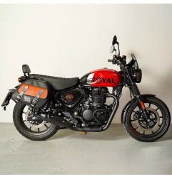 Bags&Bike EXPLORER/HUNT/N/C Coppia Di Borse Laterali Modello Explorer Nera E Cuoio Per Hunter 350 Royal Enfield