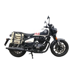 Bags&Bike SAHARA/G-SHO Borse Laterali Modello Sahara In Canvas Grigio Per Royal Enfield Shotgun