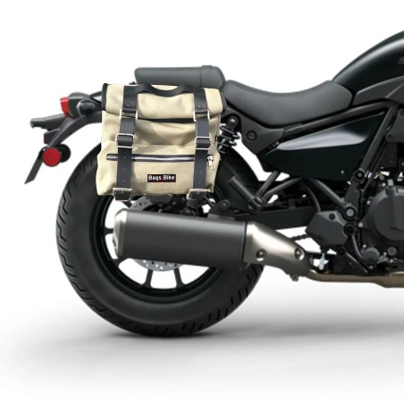 Bags&Bike SAHARA/G/K ELI 500 Borse Laterali Modello Sahara In Canvas Grigio Per Kawasaki Eliminator 500