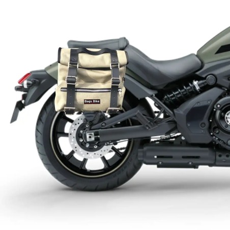 Bags&Bike Sahara G/ K-VUL Borse Laterali Modello Sahara In Canvas Grigio Per Kawasaki Vulcan 650