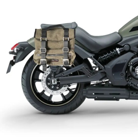 Bags&Bike Sahara V /K-VUL Borse Laterali Modello Sahara In Canvas Verde Per Kawasaki Vulcan 650