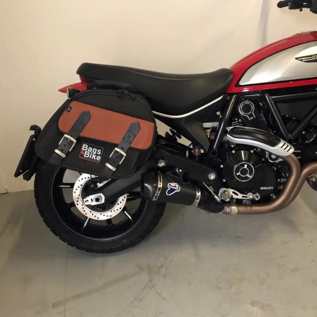 Bags&Bike EXPLORER NC D-S-19 Coppia Di Borse Laterali Modello Explorer Nera E Cuoio Per Ducati Scrambler 2019