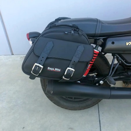 Bags&Bike EXPLORER/N/V7-3 Coppia Di Borse Laterali Modello Explorer Nera Per Moto Guzzi V7 III