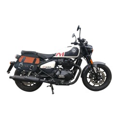 Bags&Bike EXPLORER/N/C-SHO Borse Laterali Modello Explorer Nera E Cuoio Per Royal Enfield Shotgun