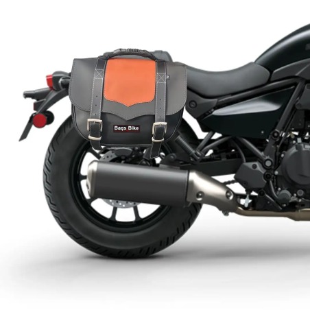 Bags&Bike Classic NC/K ELI 500 Borse Laterali Modello Classic Nera E Cuoio Per Kawasaki Eliminator 500