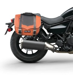 Bags&Bike Classic C/N/K ELI 500 Borse Laterali Modello Classic Cuoio E Nera Per Kawasaki Eliminator 500