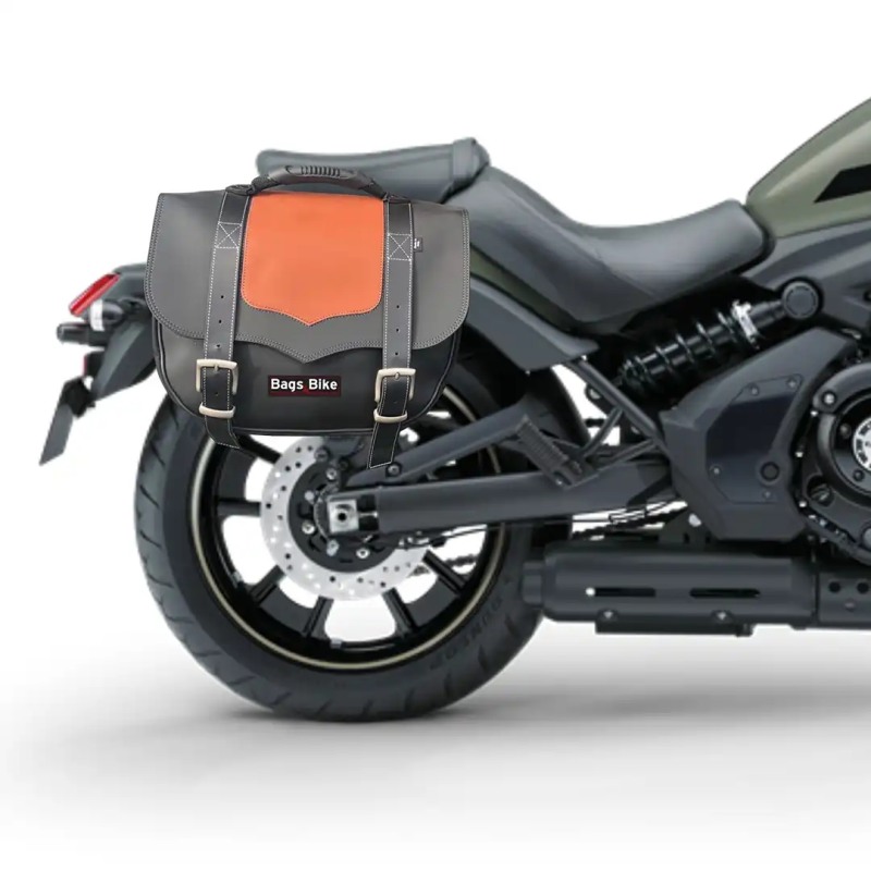 Bags&Bike Classic /N/C/K-VUL Borse Laterali Modello Classic Nera E Cuoio Per Kawasaki Vulcan 650