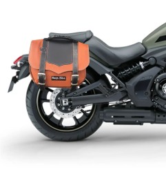 Bags&Bike Classic /C/N/K-VUL Borse Laterali Modello Classic Cuoio E Nera Per Kawasaki Vulcan 650