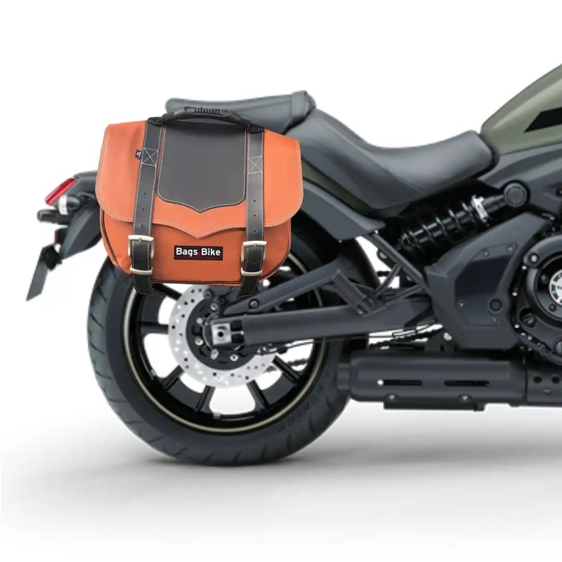 Bags&Bike Classic /C/N/K-VUL Borse Laterali Modello Classic Cuoio E Nera Per Kawasaki Vulcan 650