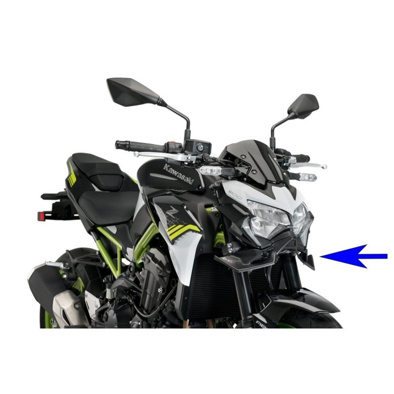 Puig 20626J Spoiler Anteriore Downforce Naked Kawasaki Z900 dal 2020 Nero Opaco