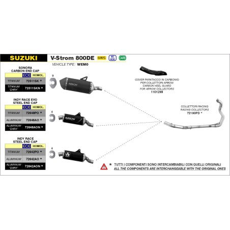 Arrow 11012MI Protezione paracalore in carbonio per Suzuki V-STROM 800DE dal 2023