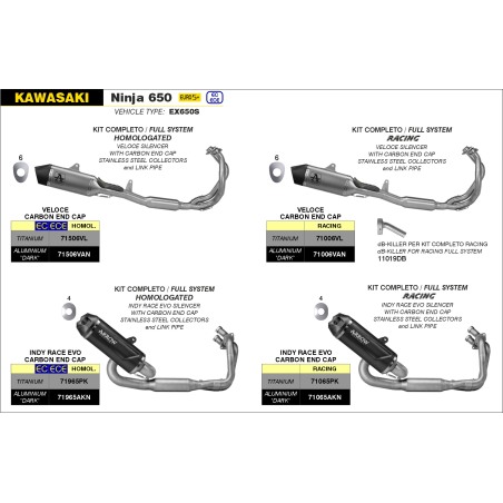 Arrow 11019DB dB-Killer per terminale Veloce diam. 26mm per Kawasaki NINJA 650 dal 2024