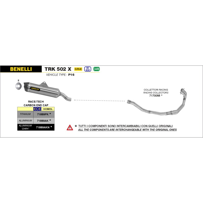 Arrow 71700MI Collettori racing per Benelli TRK 502 X dal 2018